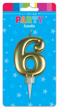 Load image into Gallery viewer, BIRTHDAY CANDLE GOLD NUMBER 0-9