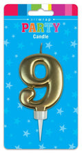 Load image into Gallery viewer, BIRTHDAY CANDLE GOLD NUMBER 0-9