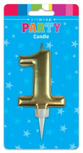 Load image into Gallery viewer, BIRTHDAY CANDLE GOLD NUMBER 0-9
