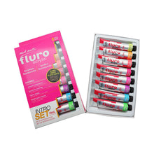 Load image into Gallery viewer, Fluoro Acrylic Paint Intro Set Premium 8pc x 18ml (0.6oz)