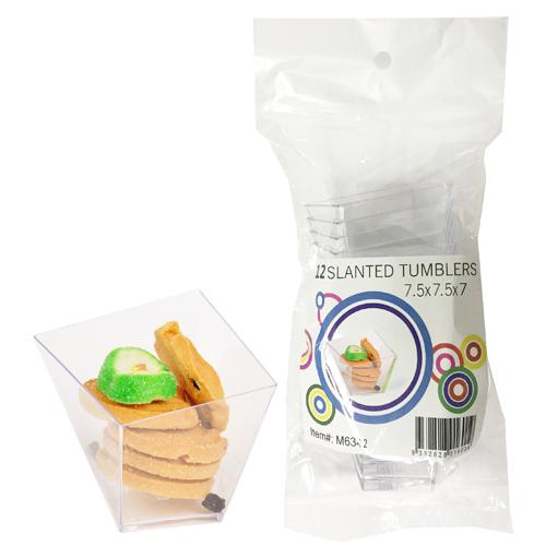 Slanted Tumblers  Dessert Cups PK12 7.5 x 7.5 x 7cm