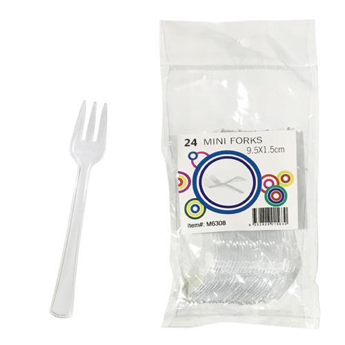 CLEAR MINI FORKS 24PCS