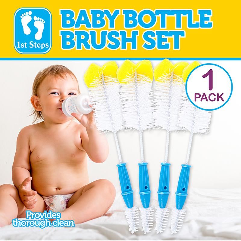 Baby Bottle & Teat Brush 2in1 26cm x 5.5cm Pink, Blue & White