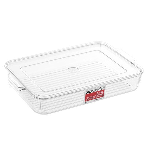 CRYSTAL STORAGE CONTAINER with LID 2.75L 33.5X21.5X5.5CM