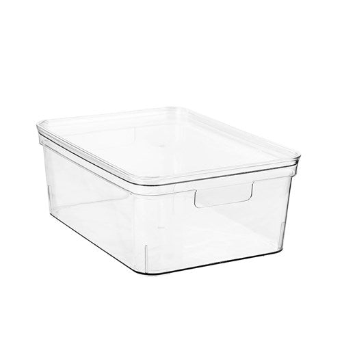 CRYSTAL STORAGE CONTAINERW/LID MED 36X27X14CM