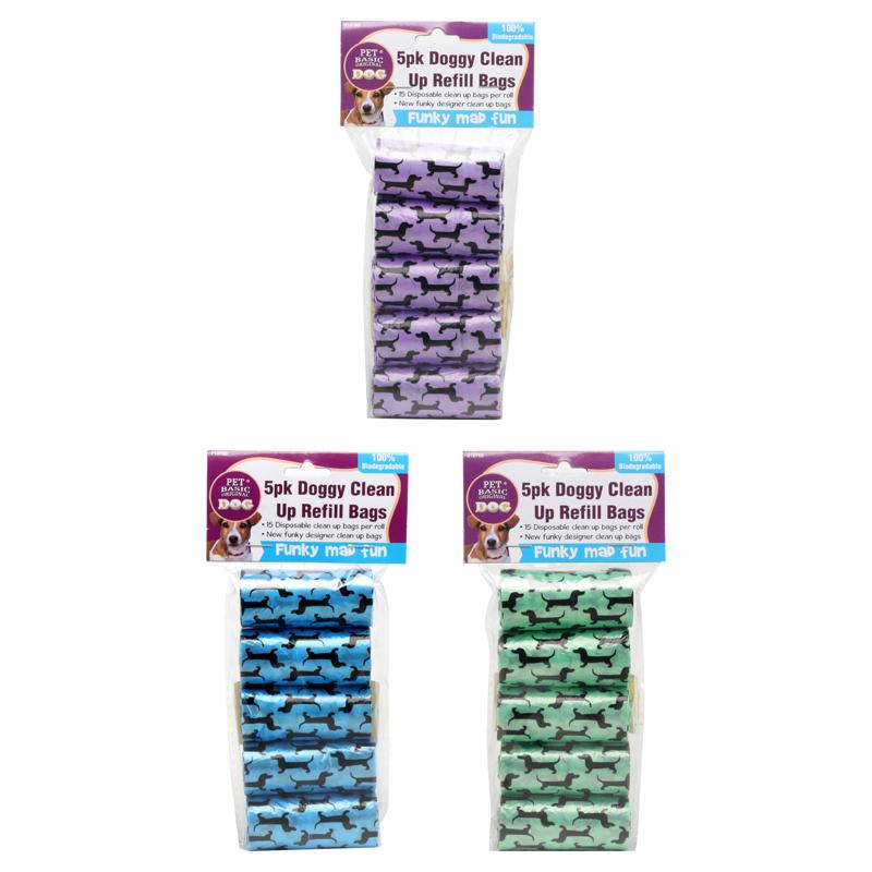 Dog Clean Up Refill Bags 5 Rolls x 15pcs