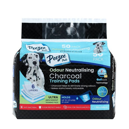 TRAINING PADS 50PK CHARCOAL ODOUR CONTROL 56X56CM