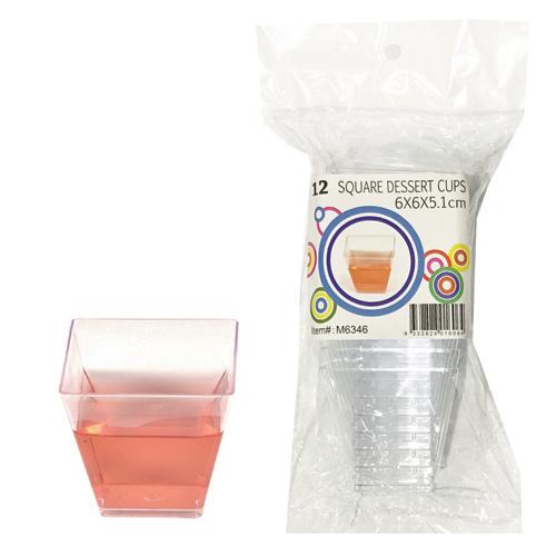 CLEAR SQUARE DESSERT CUPS 12PC