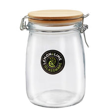 Load image into Gallery viewer, GLASS CLIP JAR WOODEN LID 470ML 12X10X10.5CM
