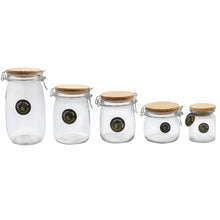 Load image into Gallery viewer, GLASS CLIP JAR WOODEN LID 470ML 12X10X10.5CM
