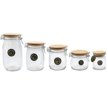 Load image into Gallery viewer, GLASS CLIP JAR WOODEN LID 730ML 12.5X10X14CM
