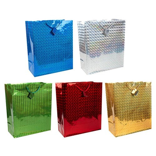 Gift Bag HOLOGRAPHIC Medium 17.8x22.6x9.8cm Asstd Cols