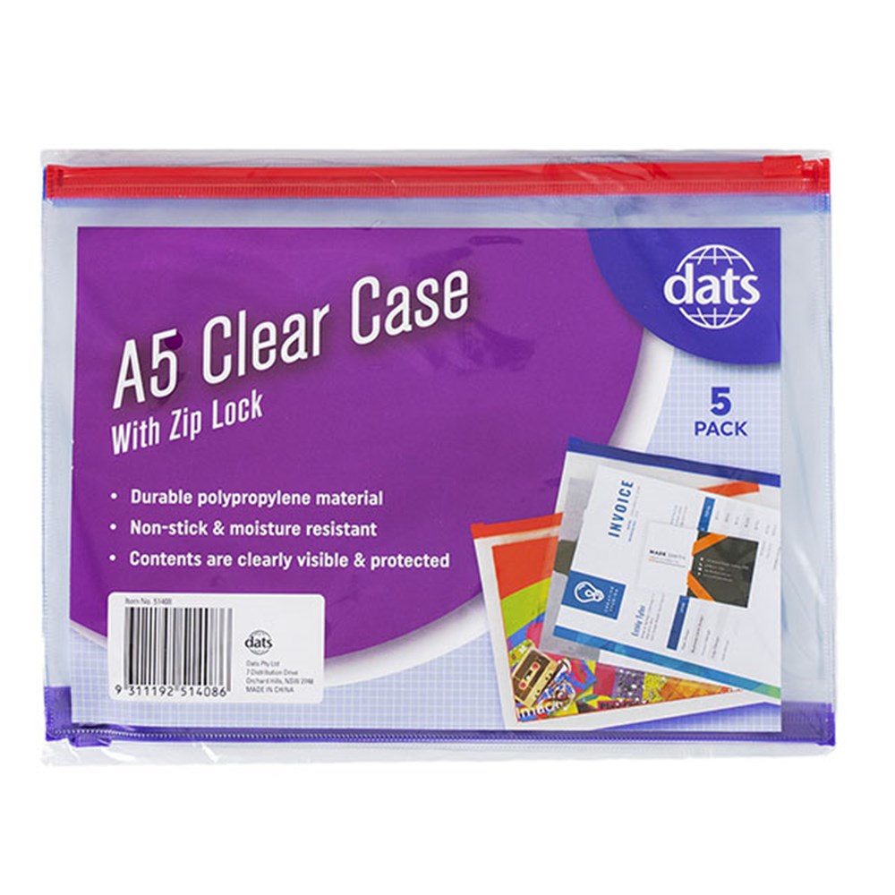 Case Zip A5 Clear 5pk