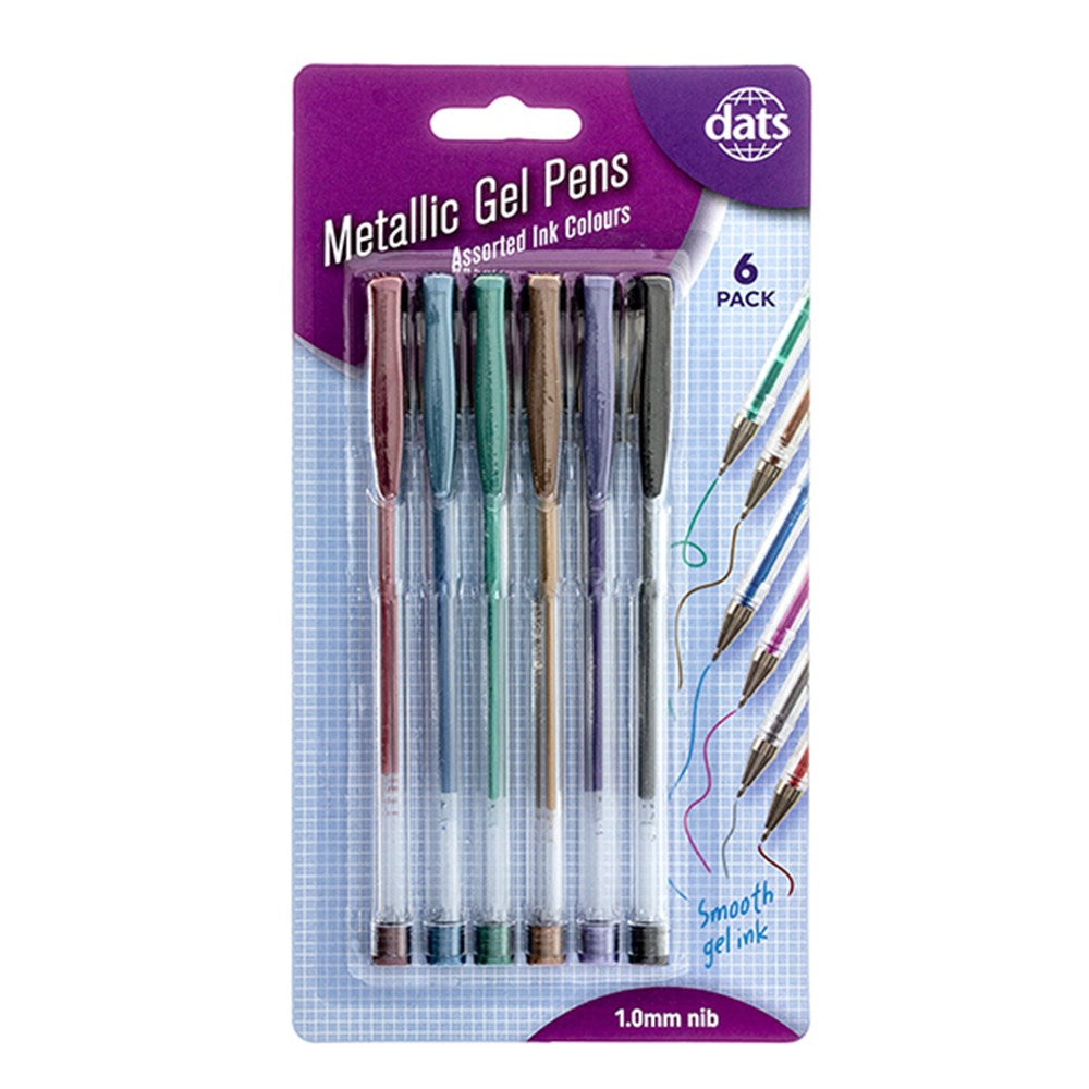 Pen Gel 6pk Mixed Metallic Ink Colours