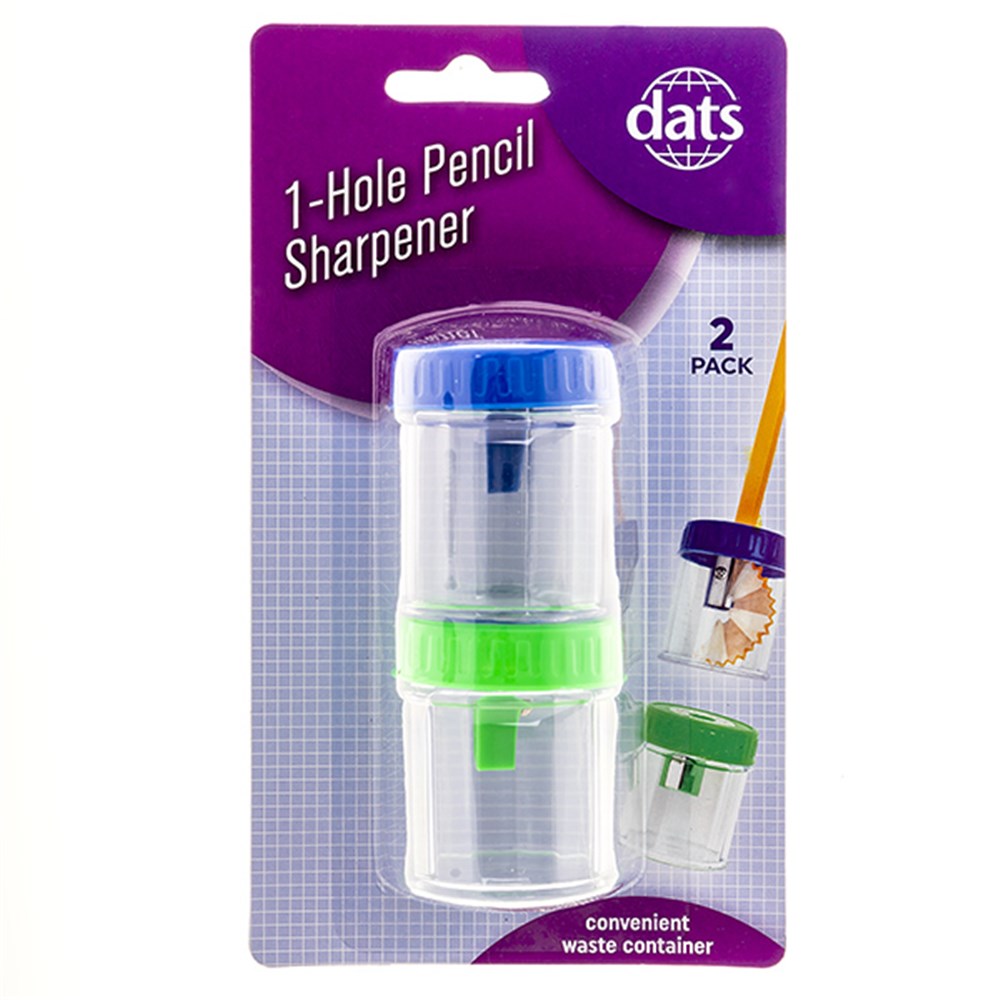 Sharpener Pencil Cylinder 1 Hole 2pk Mixed Cols