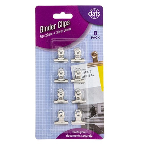 Clip Binder Silver 22mm 8pk