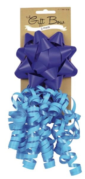 BOW 2PK STAR & CURLY BLUE