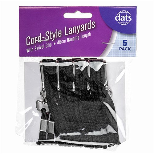 Lanyard Cord Style 95cm Black 5pk