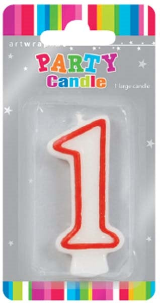 CANDLE SNGL NUM RED OUTLINE 1