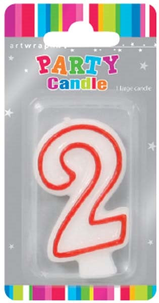 CANDLE SINGLE NUMBER RED OUTLINE 2