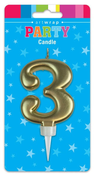BIRTHDAY CANDLE GOLD NUMBER 0-9
