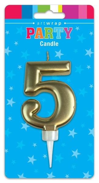 BIRTHDAY CANDLE GOLD NUMBER 0-9