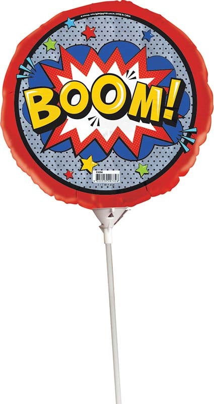 BALLOON FOIL 22CM WITH STICK SUPERHERO