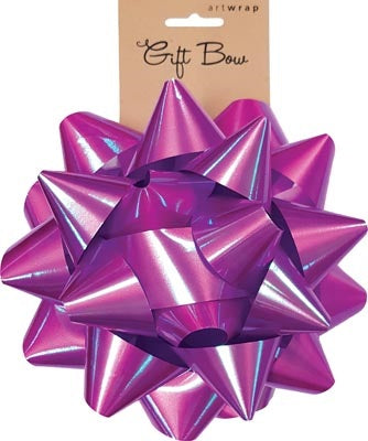 BOW LARGE STAR IRIDESCENT PINK 17cm D