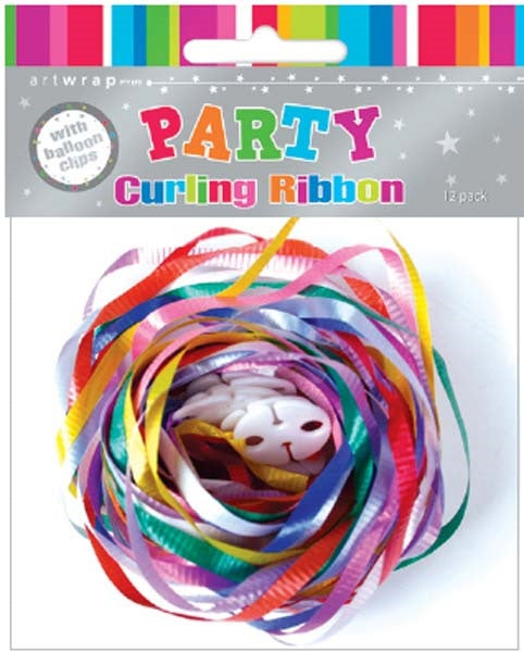 RIBBON CRLNG W/BALLN CLIP 12PK GEN