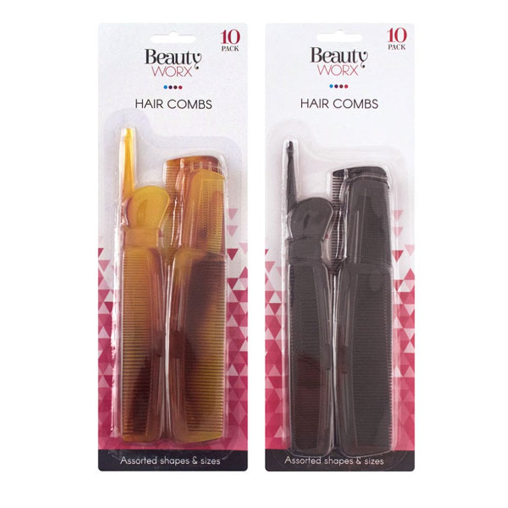 Hair Combs Pk10 Black Tortoise Asstd