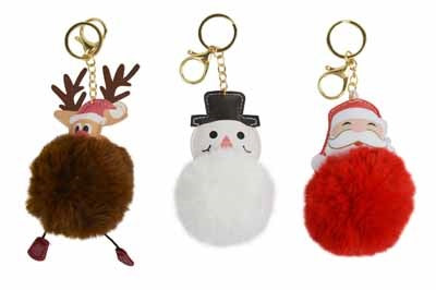 XMAS POM POM KEYRING