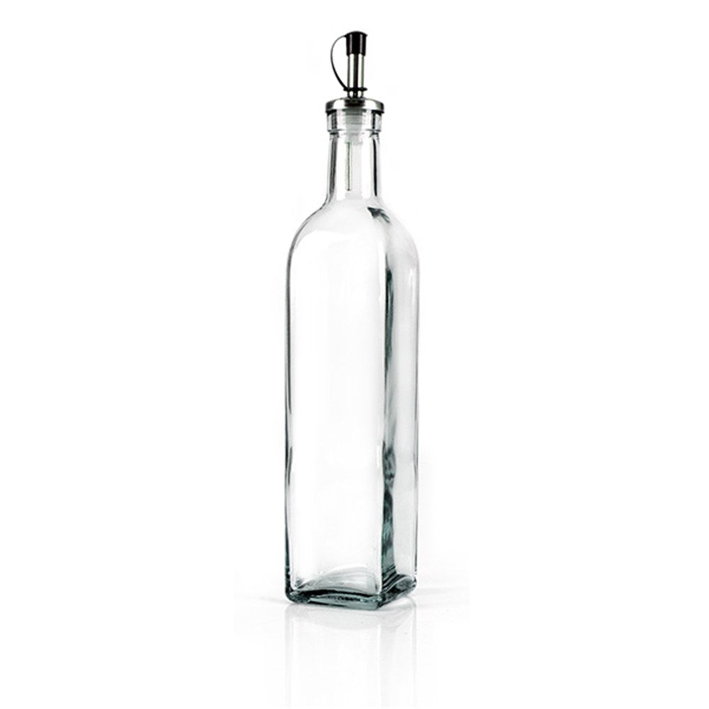 Glass Oil Bottle w S/Steel Spout & Silicone Stopper 500ml