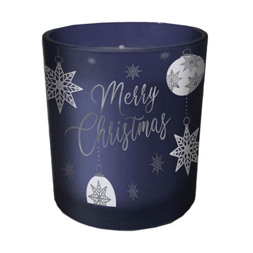 CNDLE XMAS 210G FRSTD GLSS FOIL DECAL SCNTD NAVY