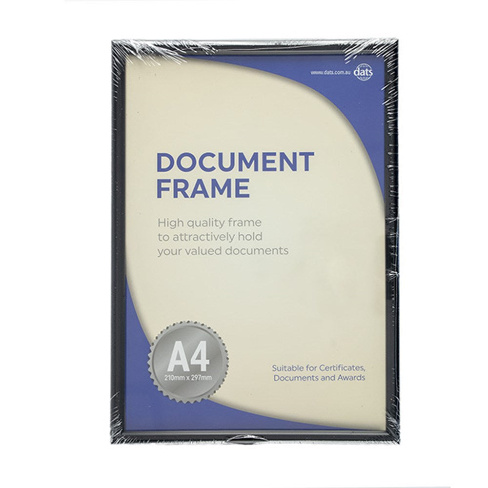 Frame Document Certificate Black A4 w Hooks & Stand