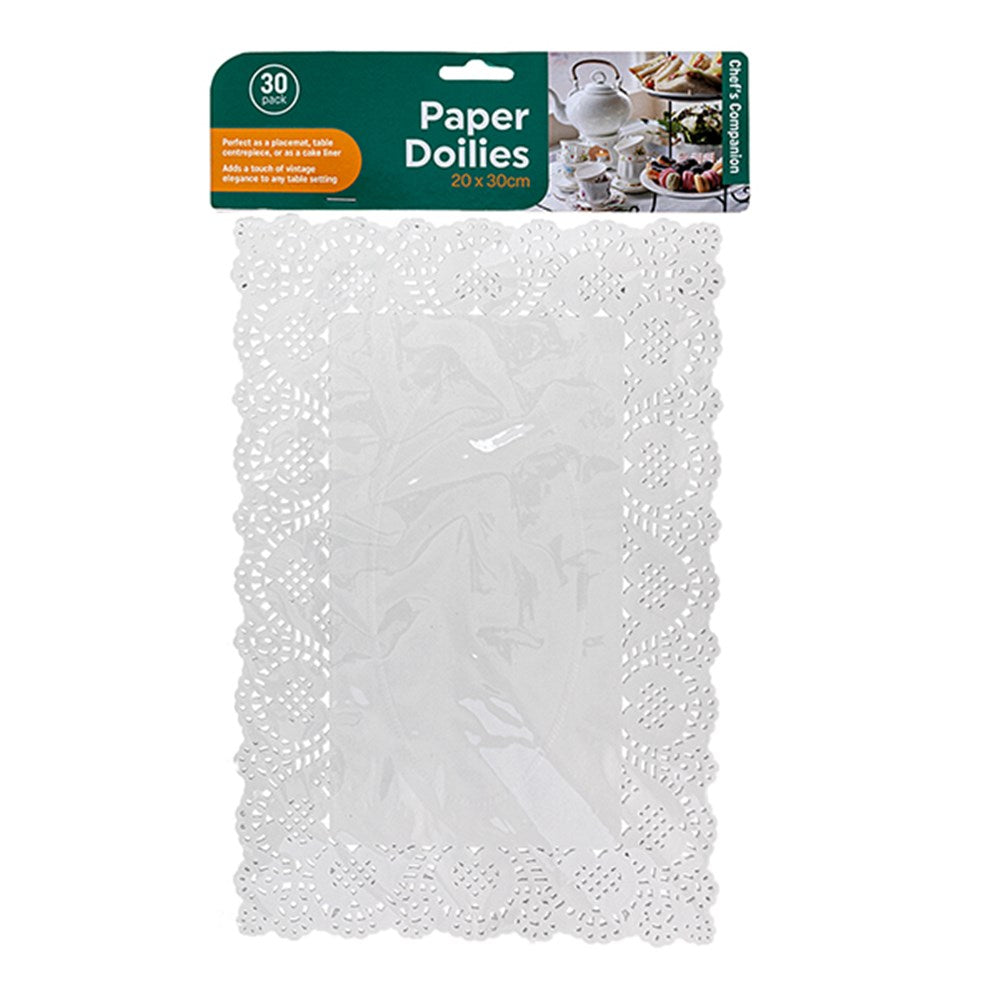 Paper Doilies White 19x30cm Pk30