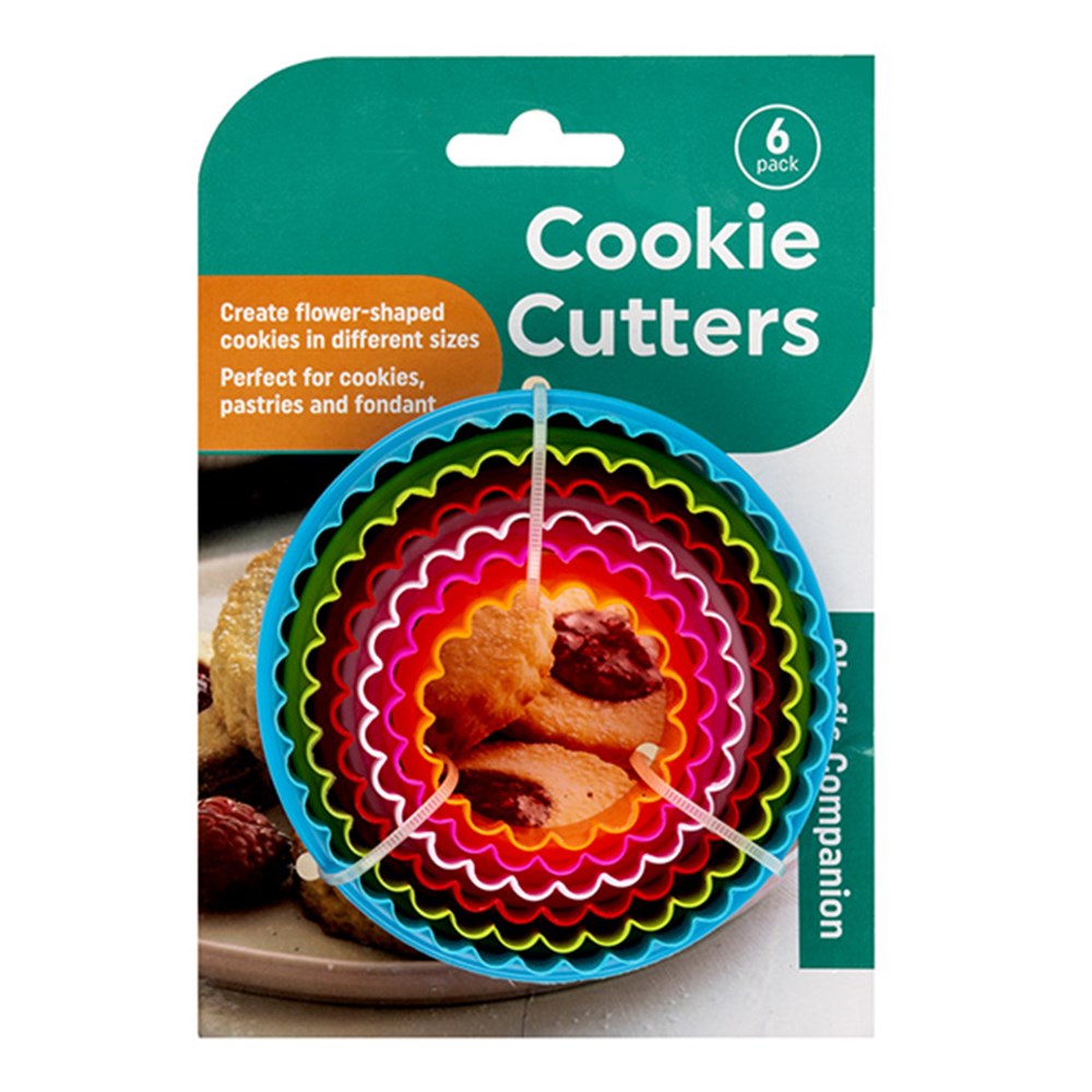 Cookie Cutter Flower Shaped Multicolour Plastic Set 6