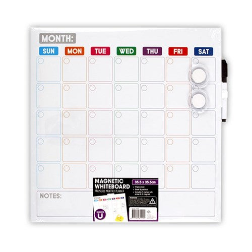 Whiteboard Magnetic Frameless Planner 355x355mm w Marker