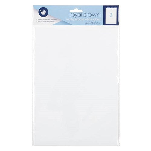 Label White A4 2 Per Sheet x 10 Sheets Total 20pk