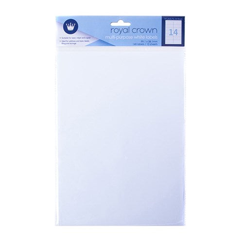 Label White A4 14 Per Sheet x 10 Sheets Total 140pk