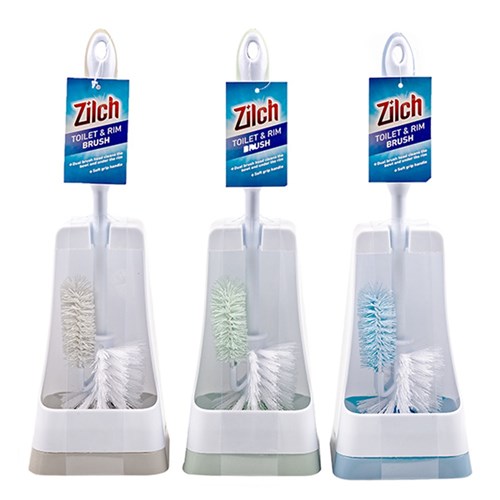 Toilet Brush w Rim Brush 3 Asstd Cols