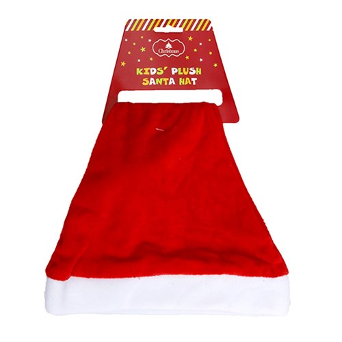 Hat Santa Xmas Plush Basic Kids Size Red