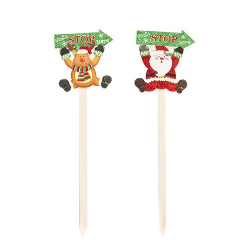 Decoration Garden Stake Santa Stops Here Xmas 2 Asstd