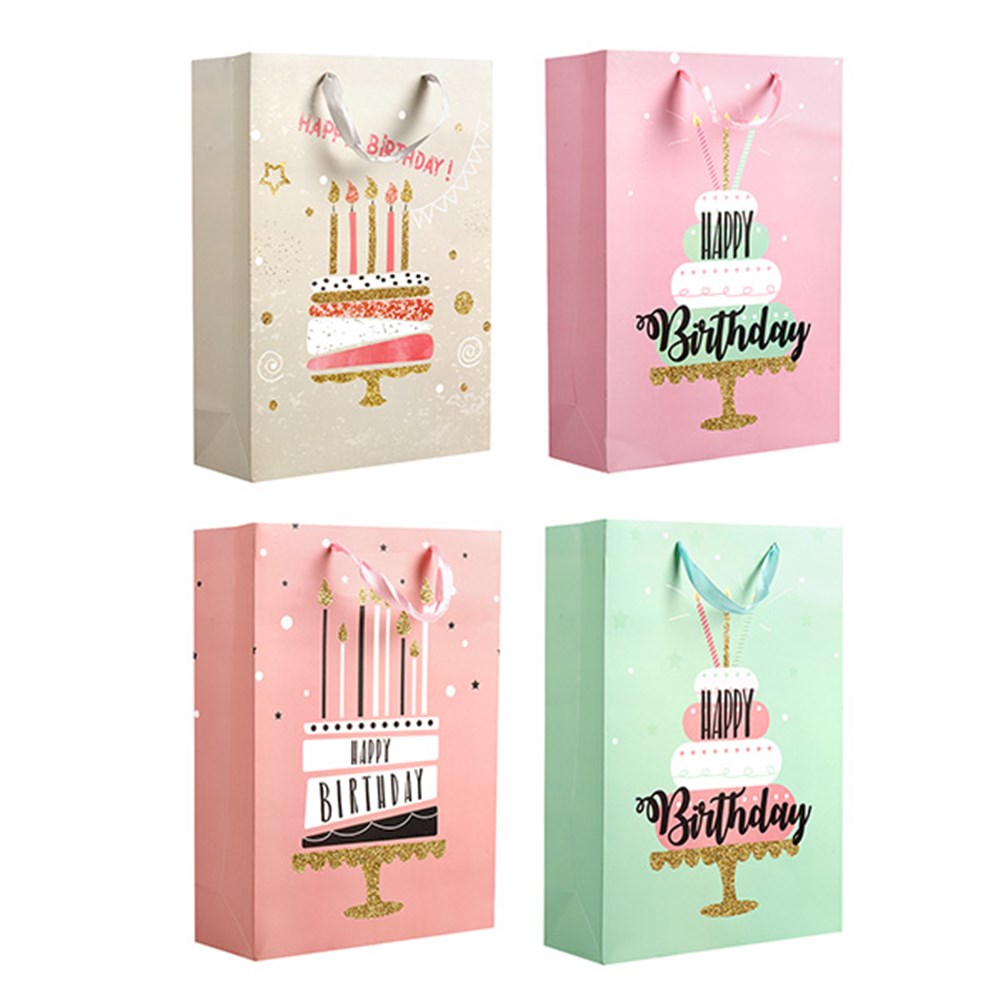 Gift Bag 210gsm Happy Birthday Glitter w JHook XLarge