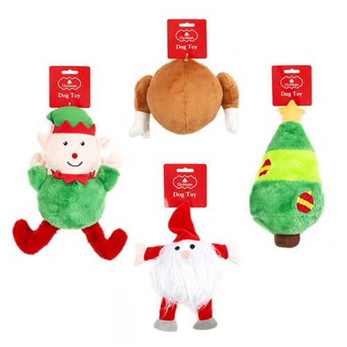 Dog Toy Xmas Plush 4 Asstd