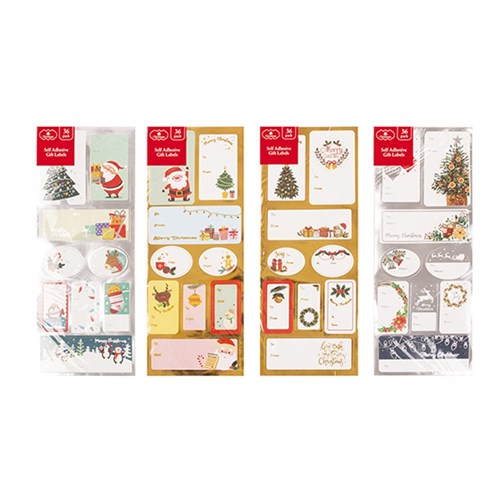 Gift Labels Xmas Self Ad w Foil 36pk