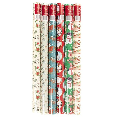 Wrap Paper Xmas 15Mx70cm 60gsm 38mm Core PDQ 6 Asstd