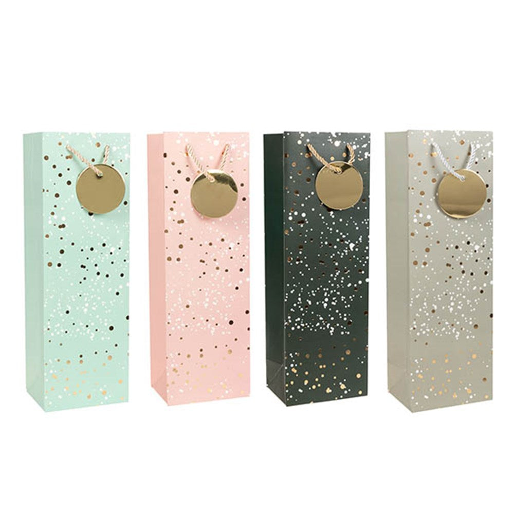 Gift Bag 210gsm Gold Foil Dots Bottle 12x36x9cm Asstd