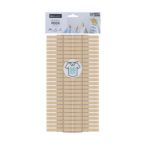 WOODEN CLOTHES PEGS 50PK