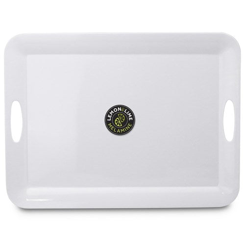 MELAMINE TRAY WITH HANDLES LARGE 50X38CM WHITE