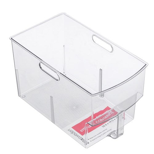 CRYSTAL STORAGE BIN WITHHANDLE 32.5X18.5X19CM